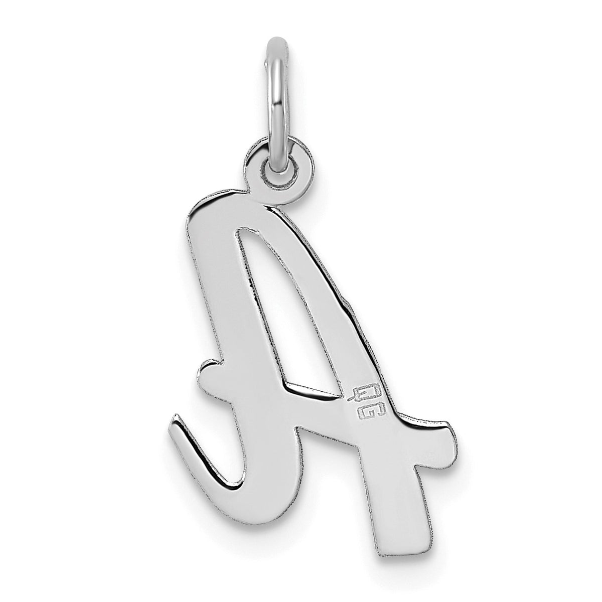 14k White Gold Medium Script Letter A Initial Charm