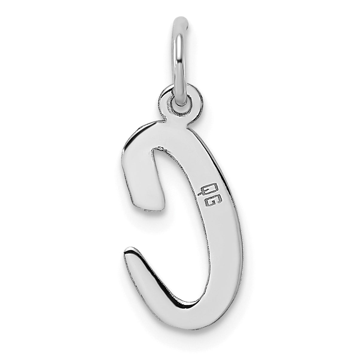 14k White Gold Medium Script Letter C Initial Charm