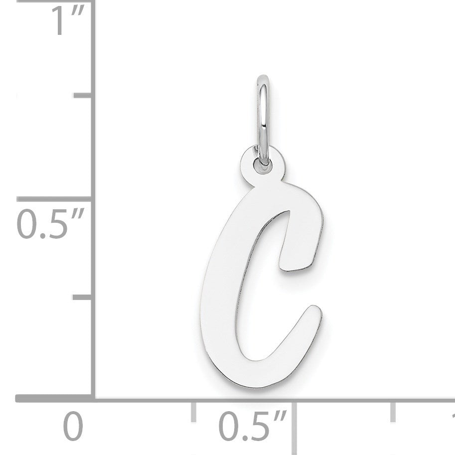 14k White Gold Medium Script Letter C Initial Charm