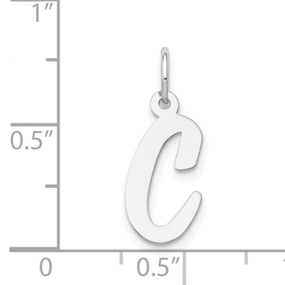 14k White Gold Medium Script Letter C Initial Charm