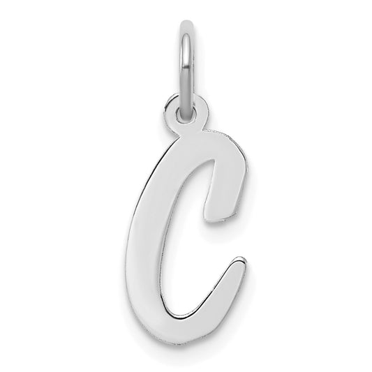 14k White Gold Medium Script Letter C Initial Charm