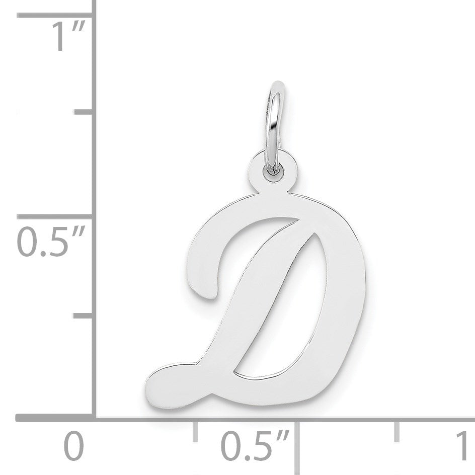 14k White Gold Medium Script Letter D Initial Charm