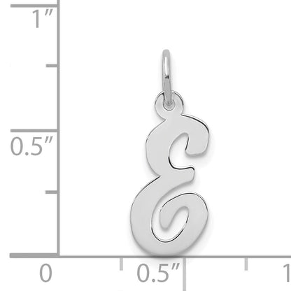 14k White Gold Medium Script Letter E Initial Charm
