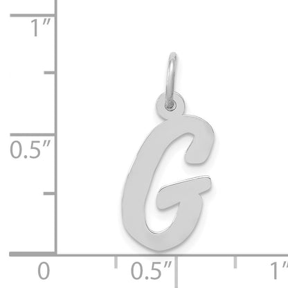 14k White Gold Medium Script Letter G Initial Charm