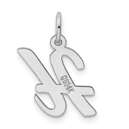 14k White Gold Medium Script Letter H Initial Charm