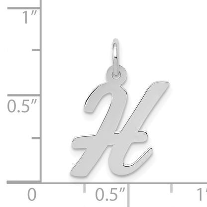 14k White Gold Medium Script Letter H Initial Charm
