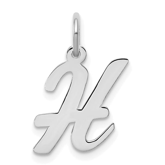 14k White Gold Medium Script Letter H Initial Charm