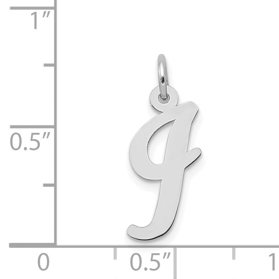 14k White Gold Medium Script Letter I Initial Charm