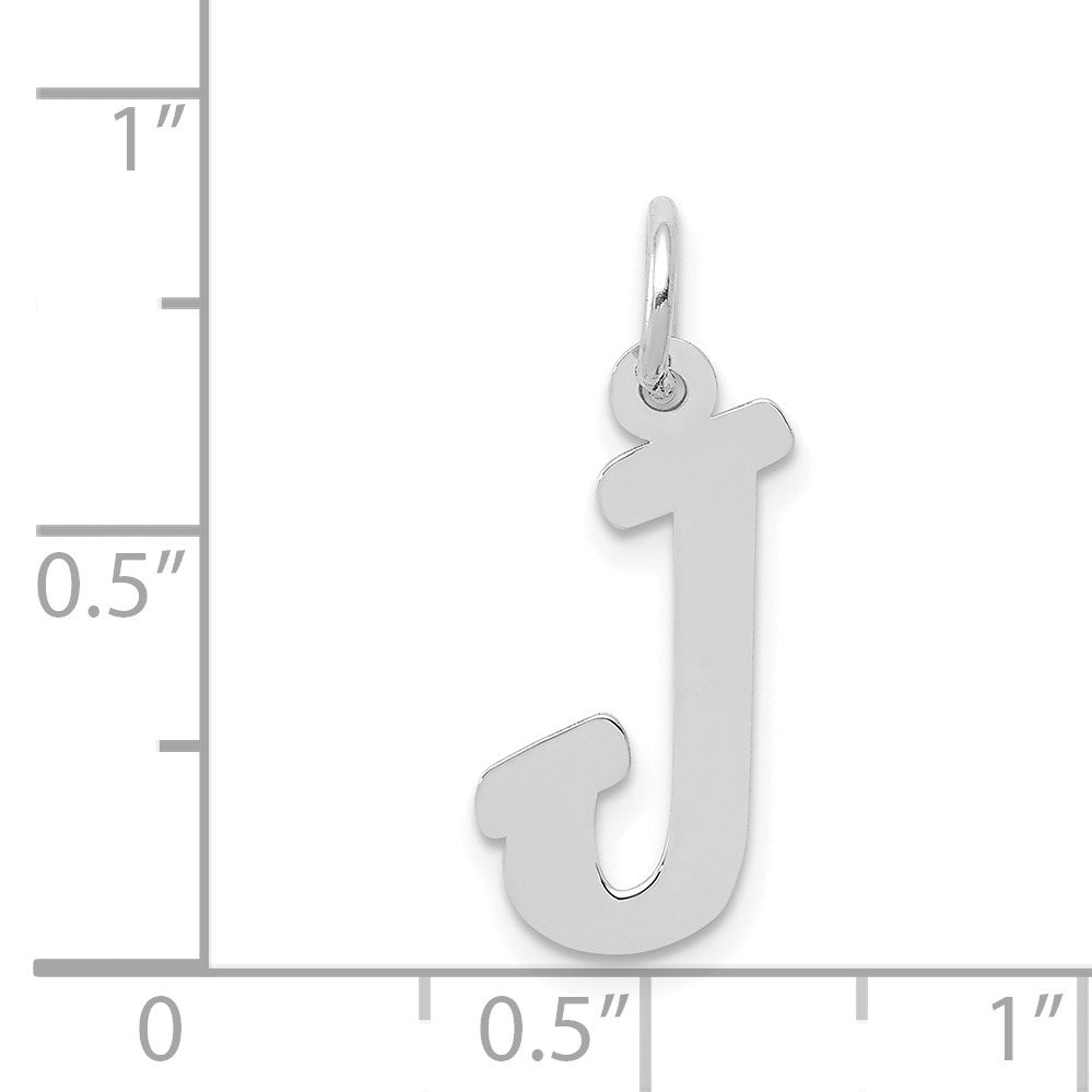 14k White Gold Medium Script Letter J Initial Charm