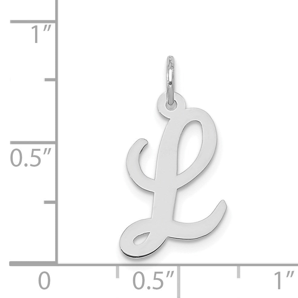 14k White Gold Medium Script Letter L Initial Charm
