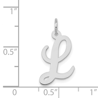 14k White Gold Medium Script Letter L Initial Charm