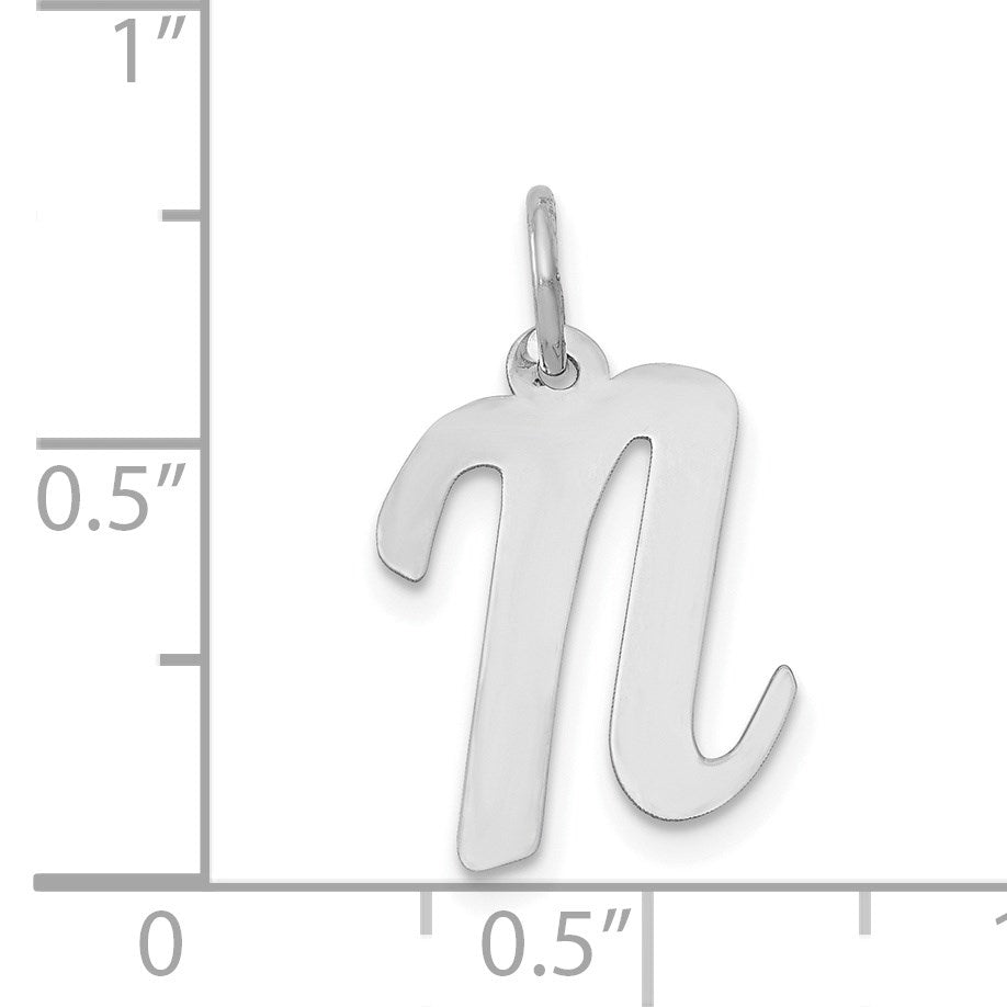 14k White Gold Medium Script Letter N Initial Charm