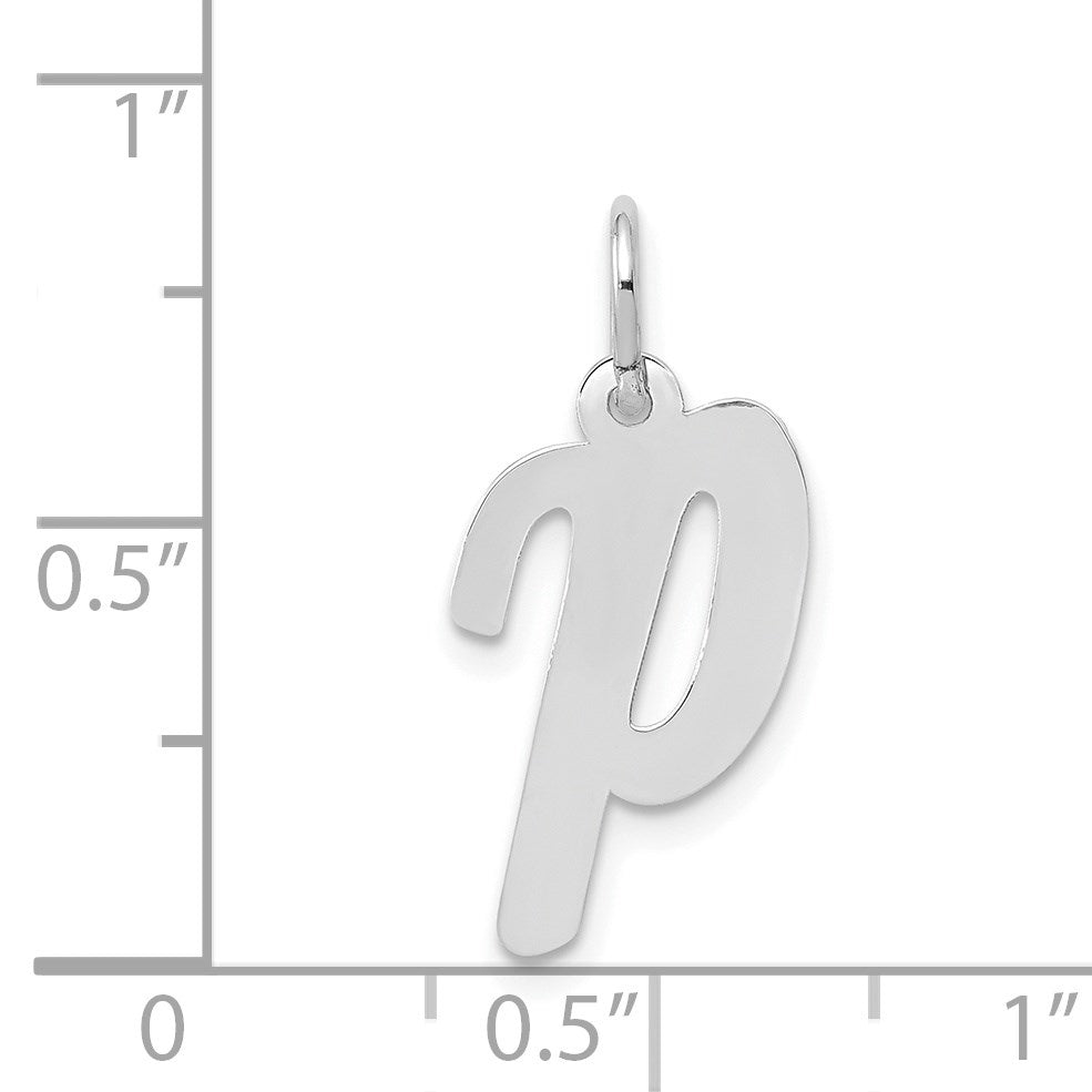 14k White Gold Medium Script Letter P Initial Charm