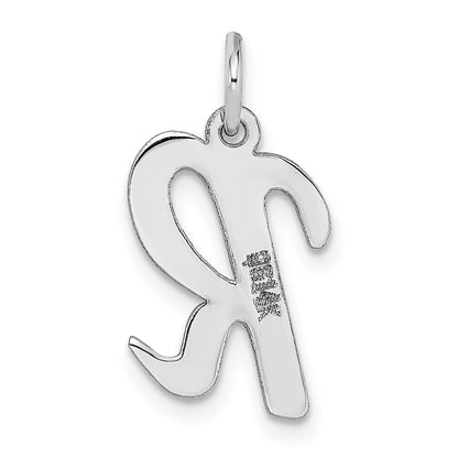 14k White Gold Medium Script Letter R Initial Charm