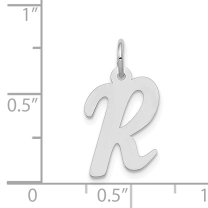 14k White Gold Medium Script Letter R Initial Charm