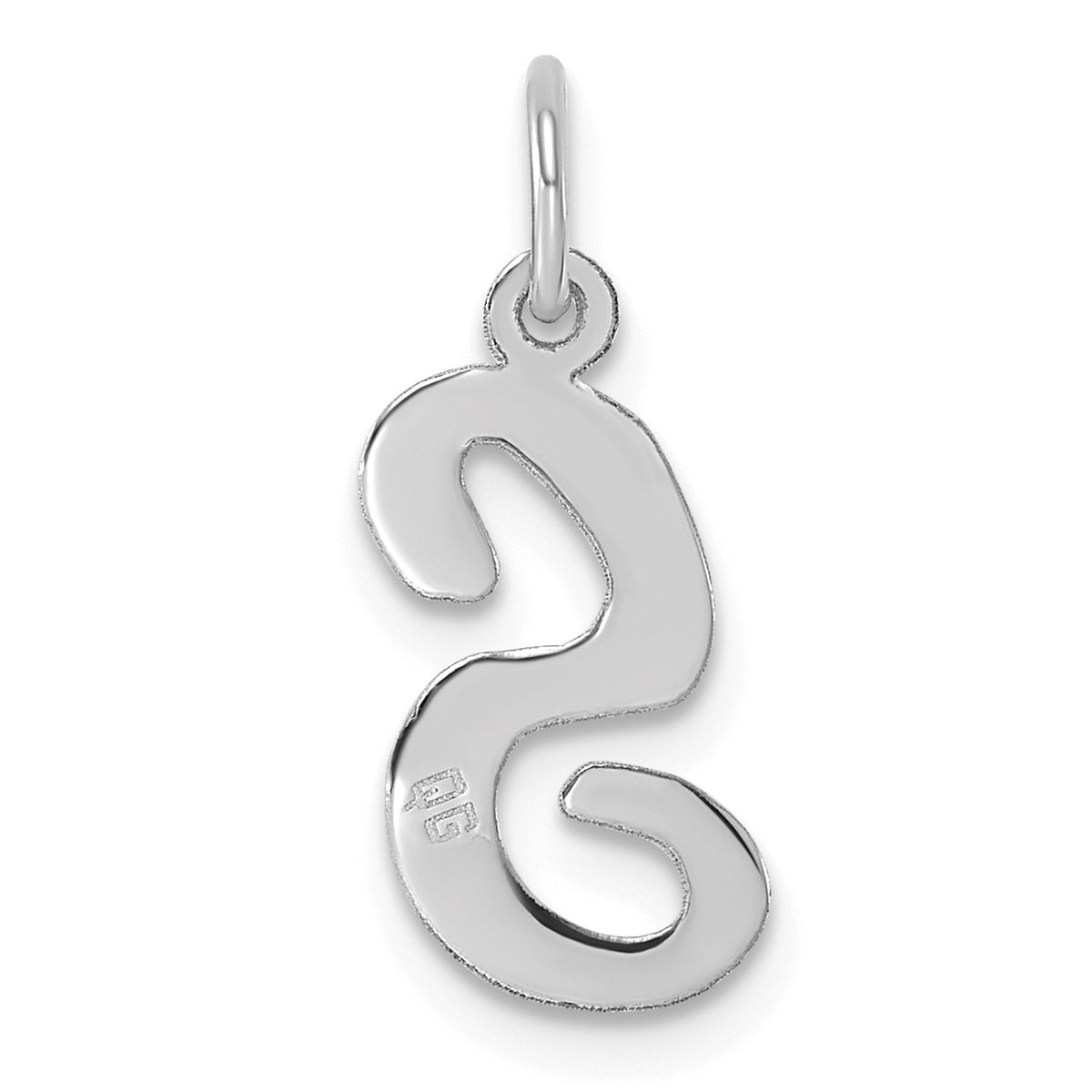 14k White Gold Medium Script Letter S Initial Charm