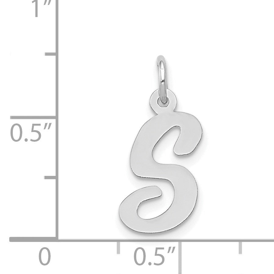 14k White Gold Medium Script Letter S Initial Charm