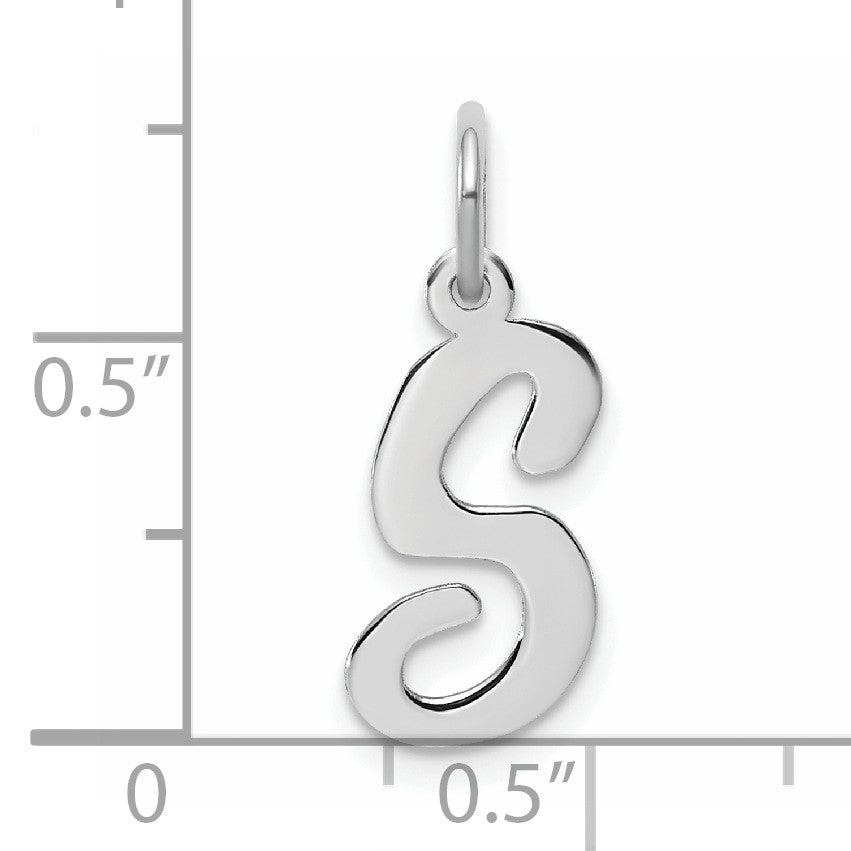 14k White Gold Medium Script Letter S Initial Charm