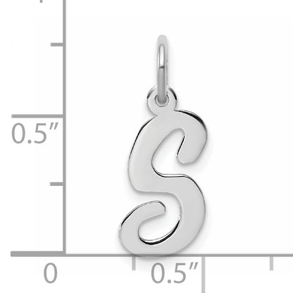 14k White Gold Medium Script Letter S Initial Charm