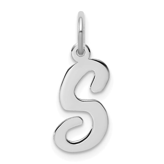 14k White Gold Medium Script Letter S Initial Charm