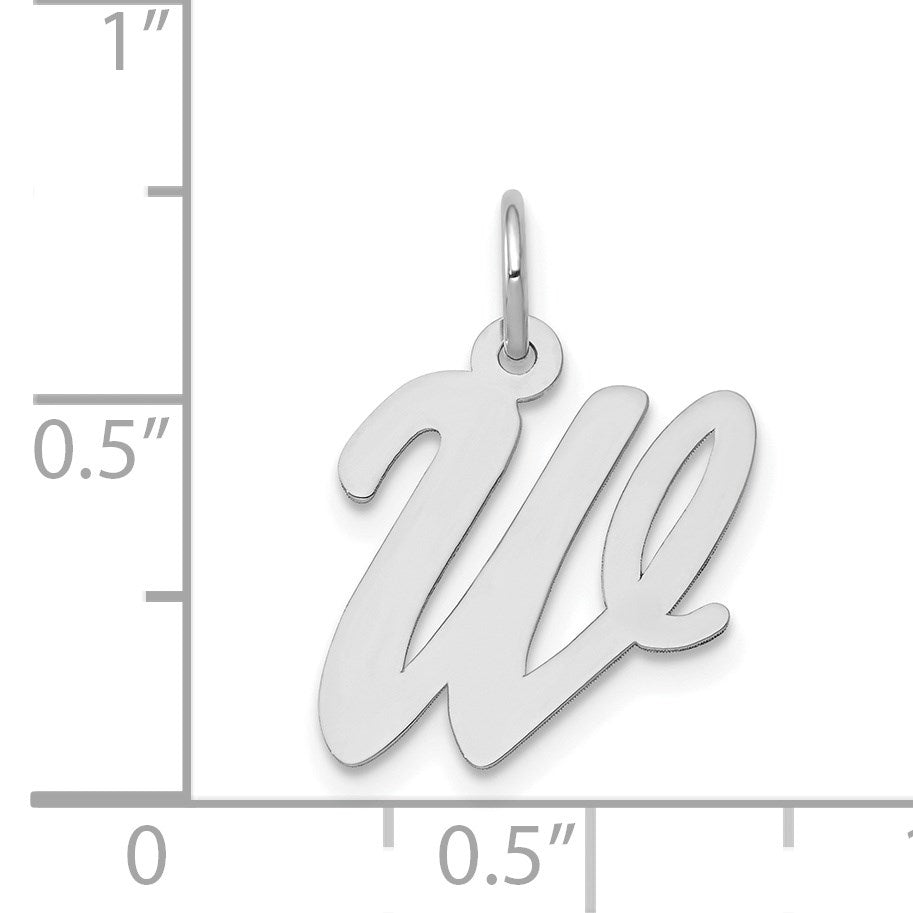 14k White Gold Medium Script Letter W Initial Charm