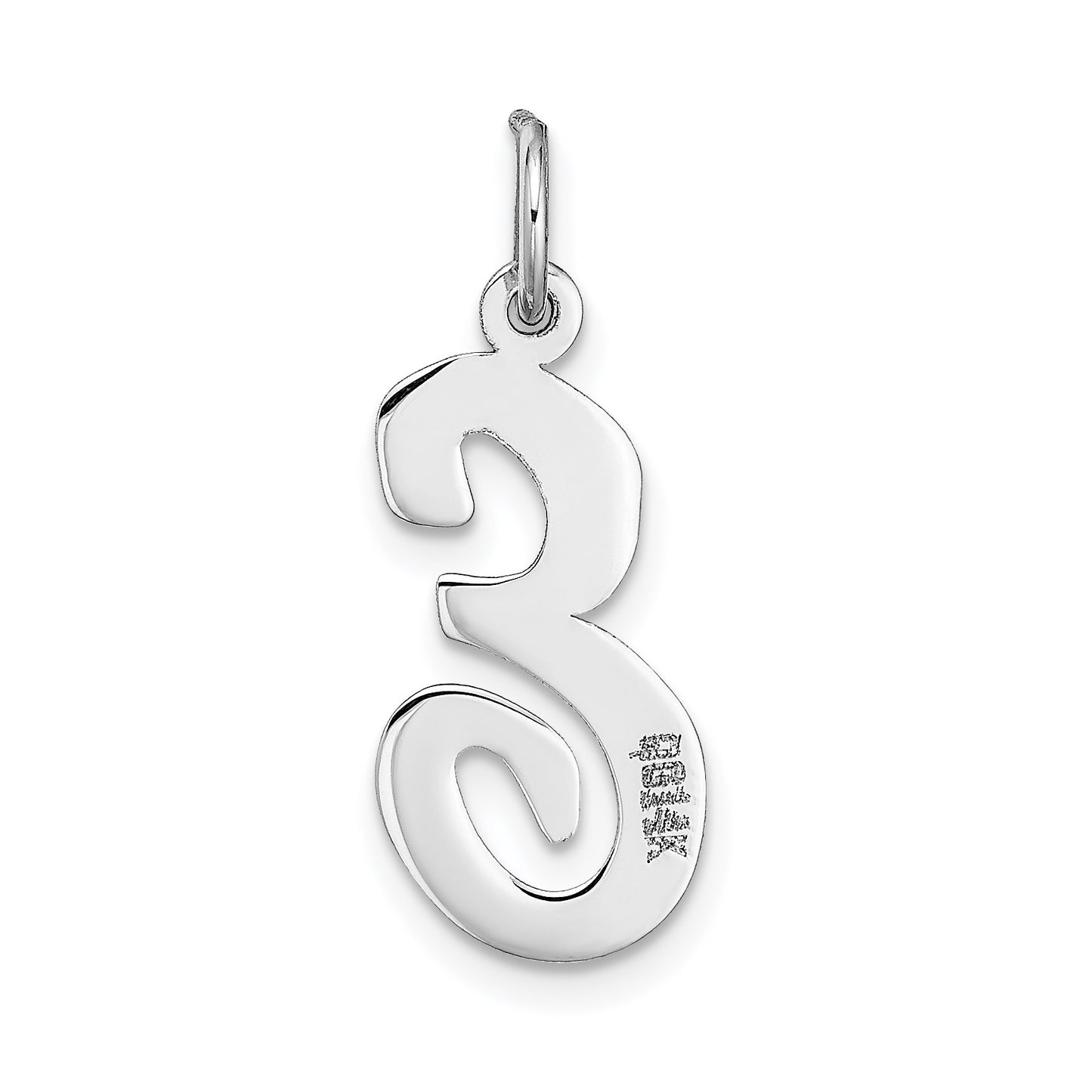 14k White Gold Large Script Letter E Initial Charm