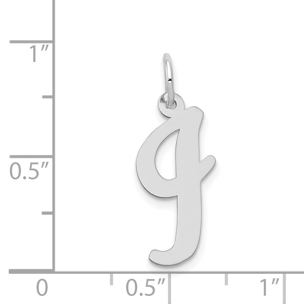 14k White Gold Large Script Letter I Initial Charm