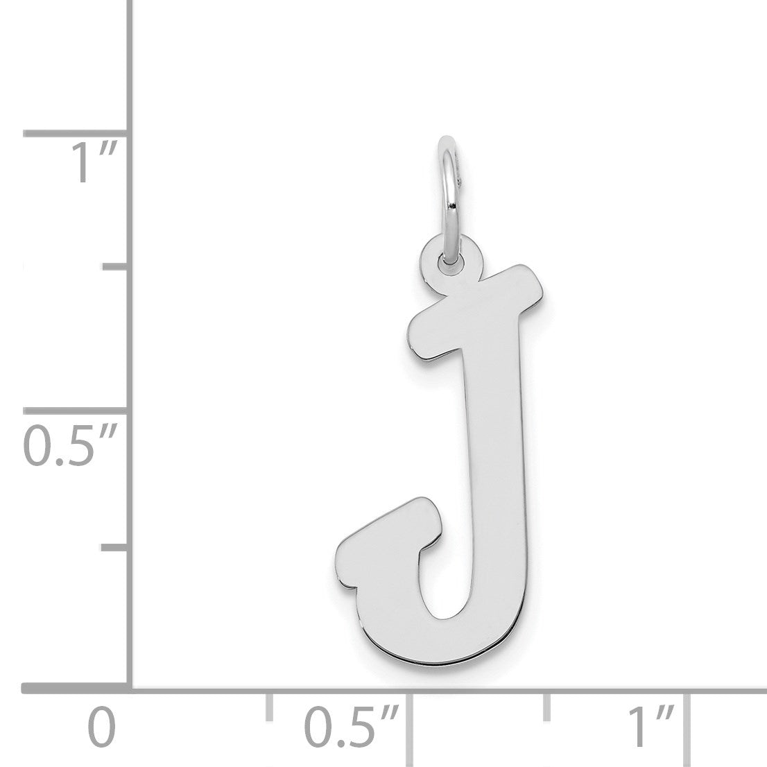 14k White Gold Large Script Letter J Initial Charm
