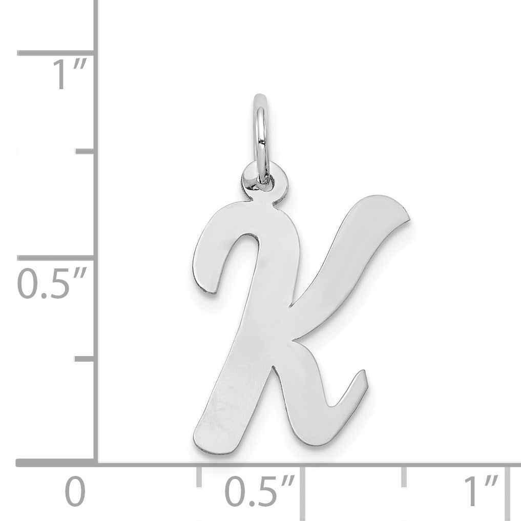 14k White Gold Large Script Letter K Initial Charm
