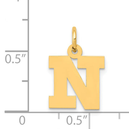 14k Small Block Letter N Initial Charm