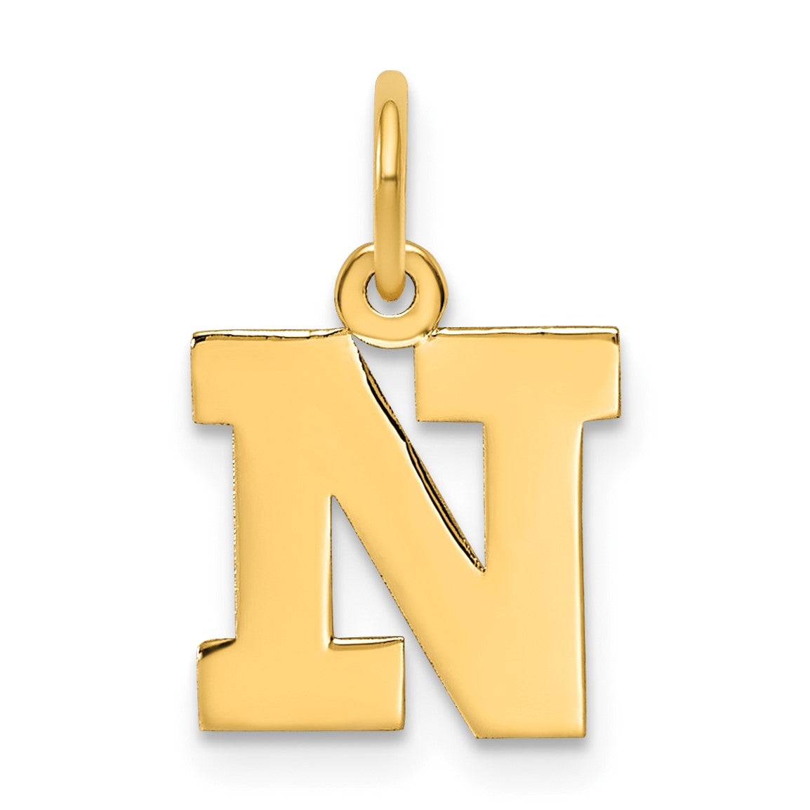 14k Small Block Letter N Initial Charm