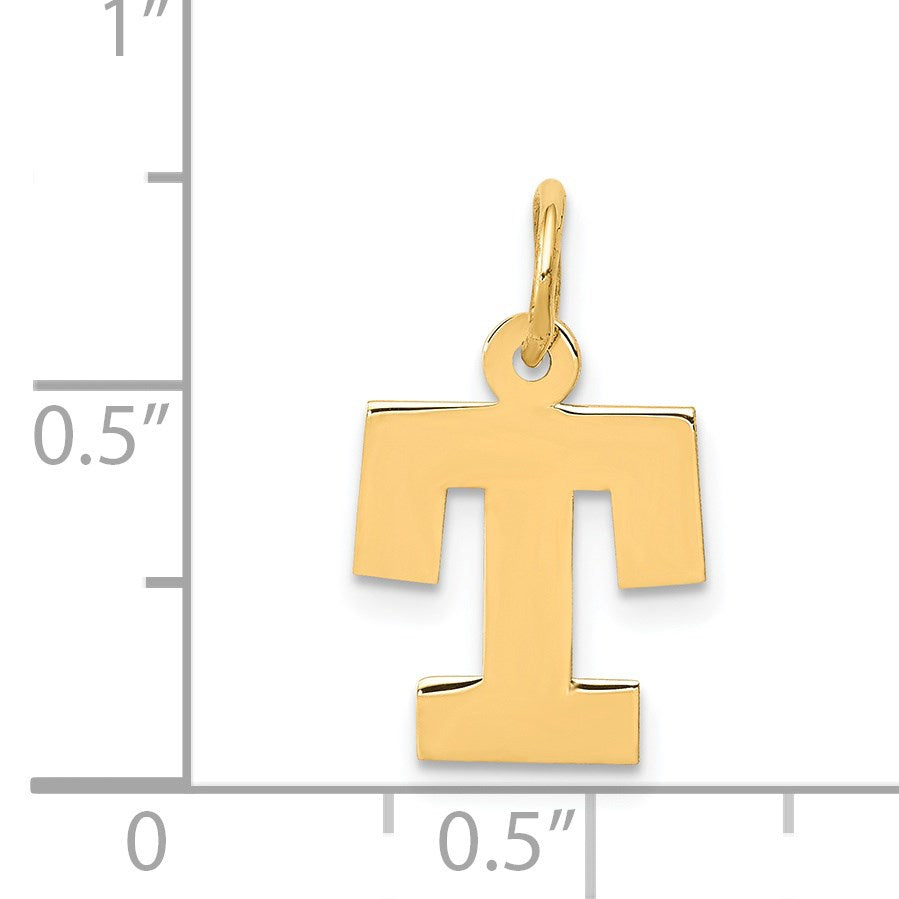 14k Small Block Letter T Initial Charm
