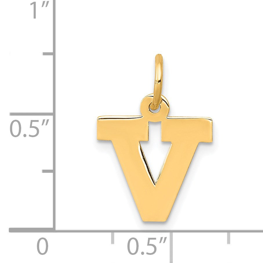 14k Small Block Letter V Initial Charm