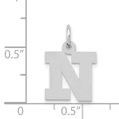 14KW Small Block Letter N Initial Charm