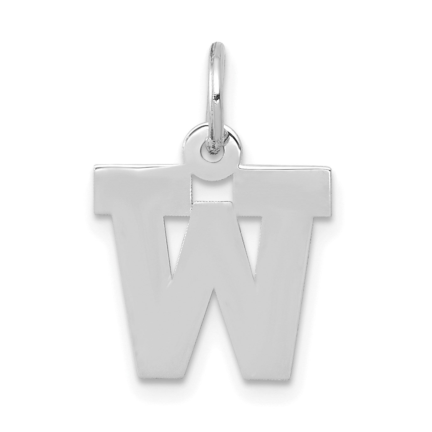 14KW Small Block Letter W Initial Charm