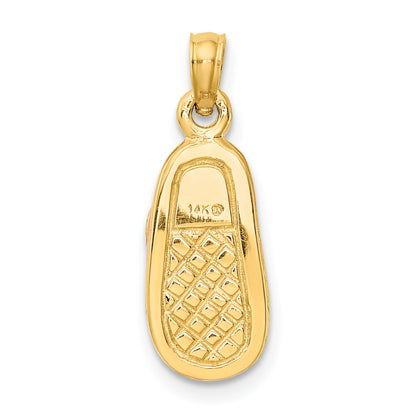 14k Pink Enameled 3-D Baby Shoe with Flowers Pendant