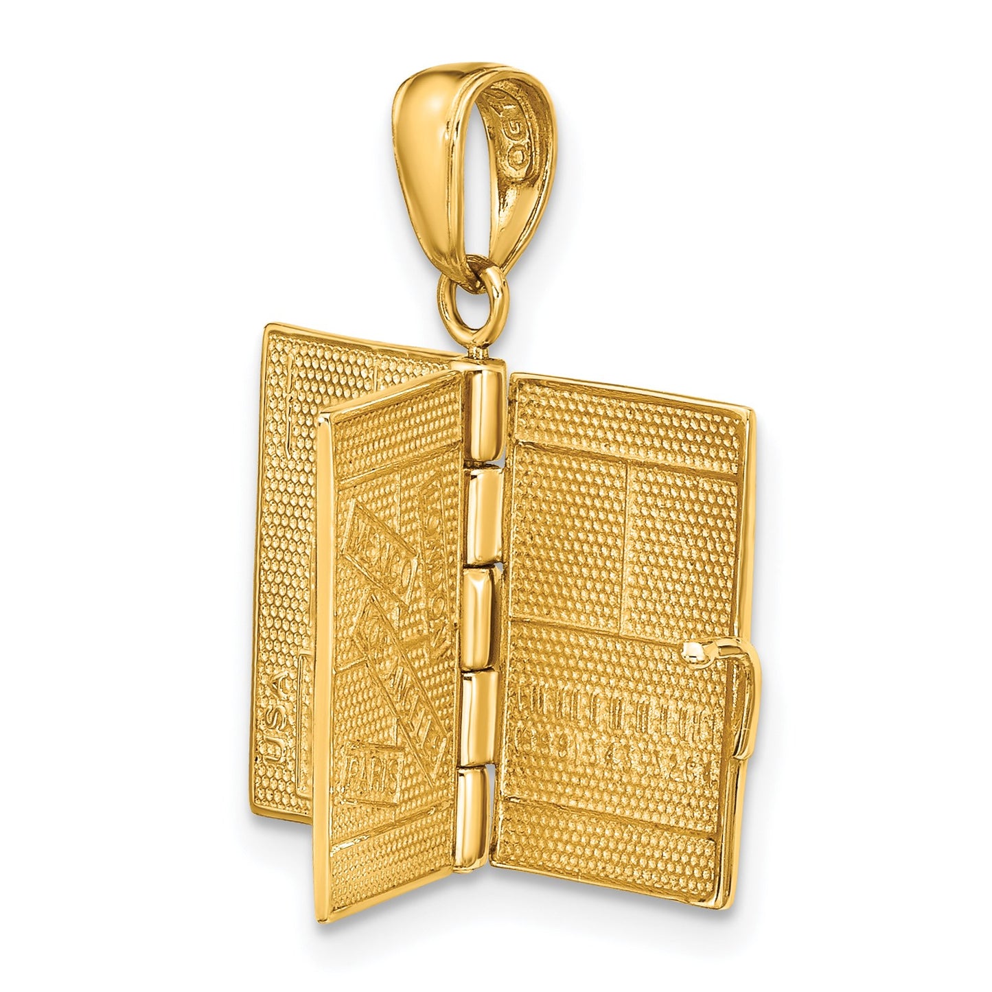 14K Blue Enamel 3-D Passport Opens with One Page Inside Pendant