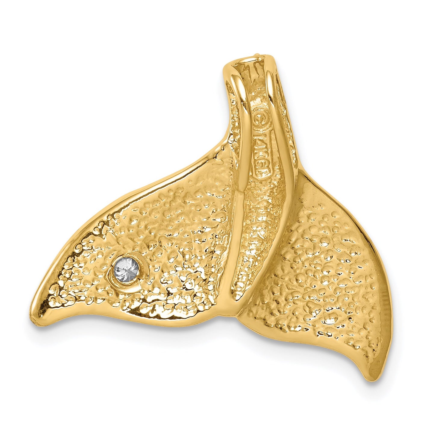 14K Diamond Whale Tail Chain Slide