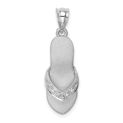 14K White Gold Diamond Sandal Pendant