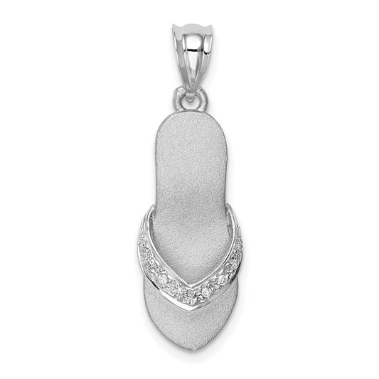 14K White Gold Diamond Sandal Pendant