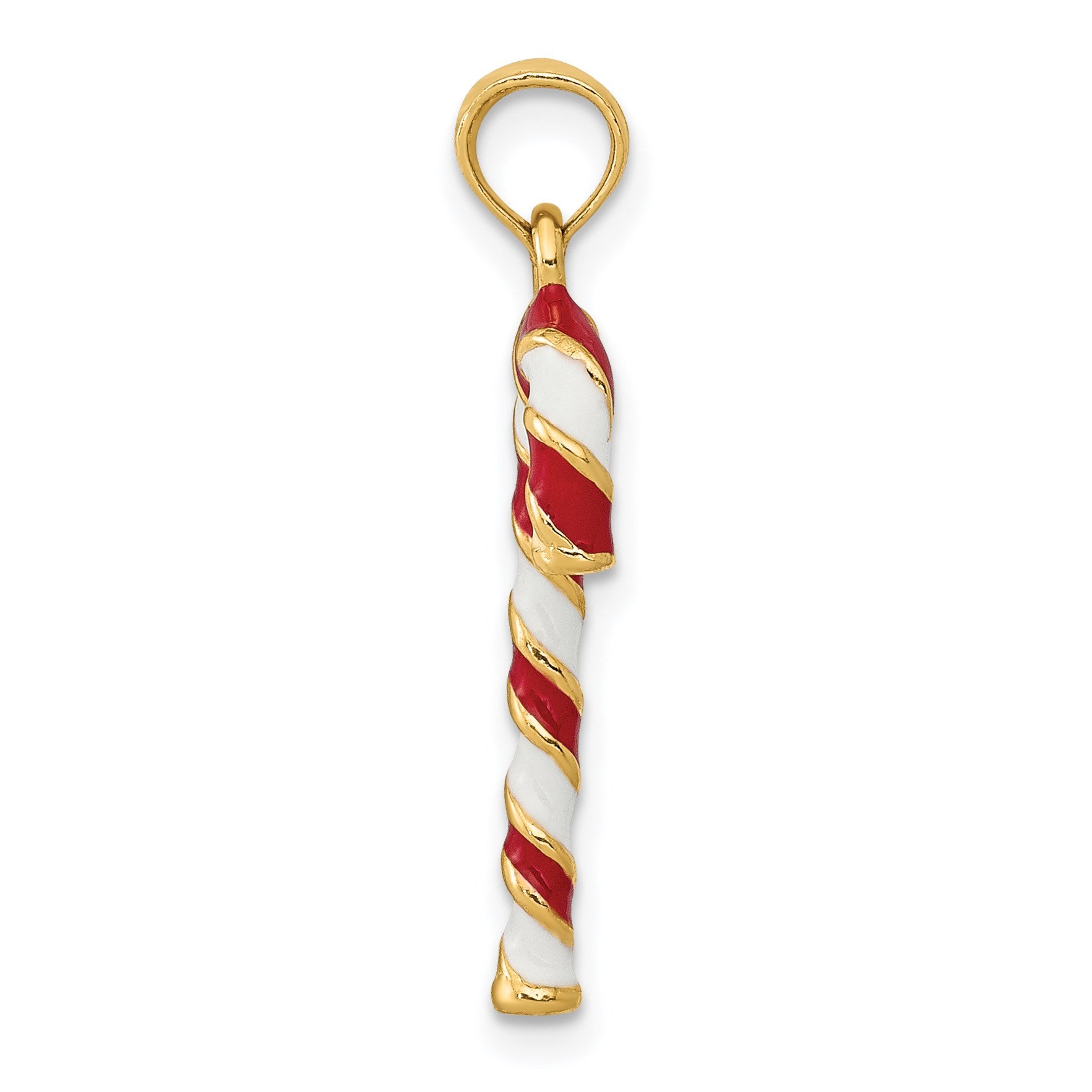 14k 3-D Enameled Candy Cane Charm