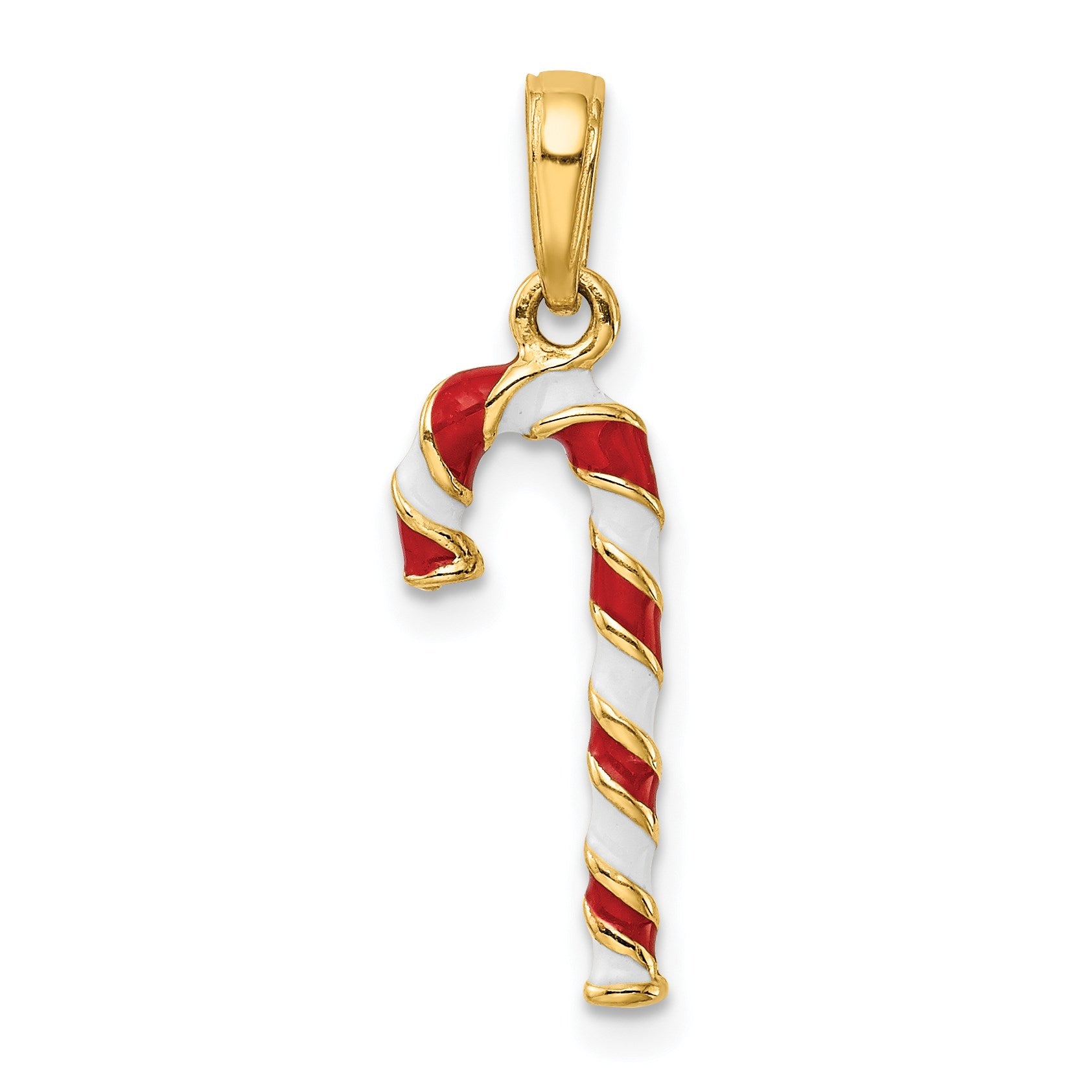 14k 3-D Enameled Candy Cane Charm