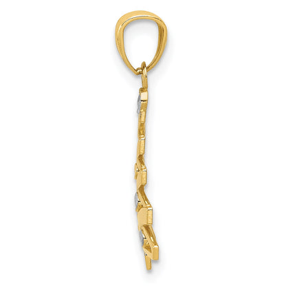 14k and White Rhodium Christmas Tree Pendant