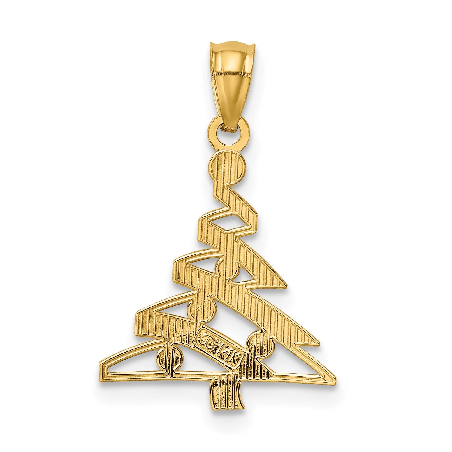 14k and White Rhodium Christmas Tree Pendant
