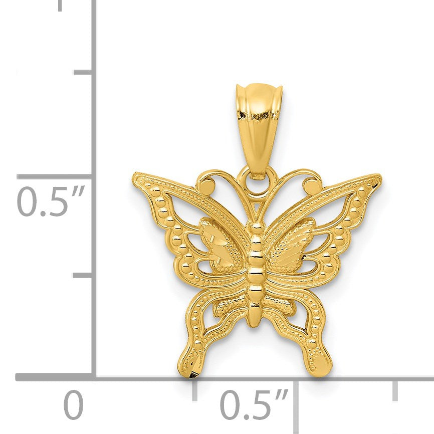 14k Diamond-cut Butterfly Pendant