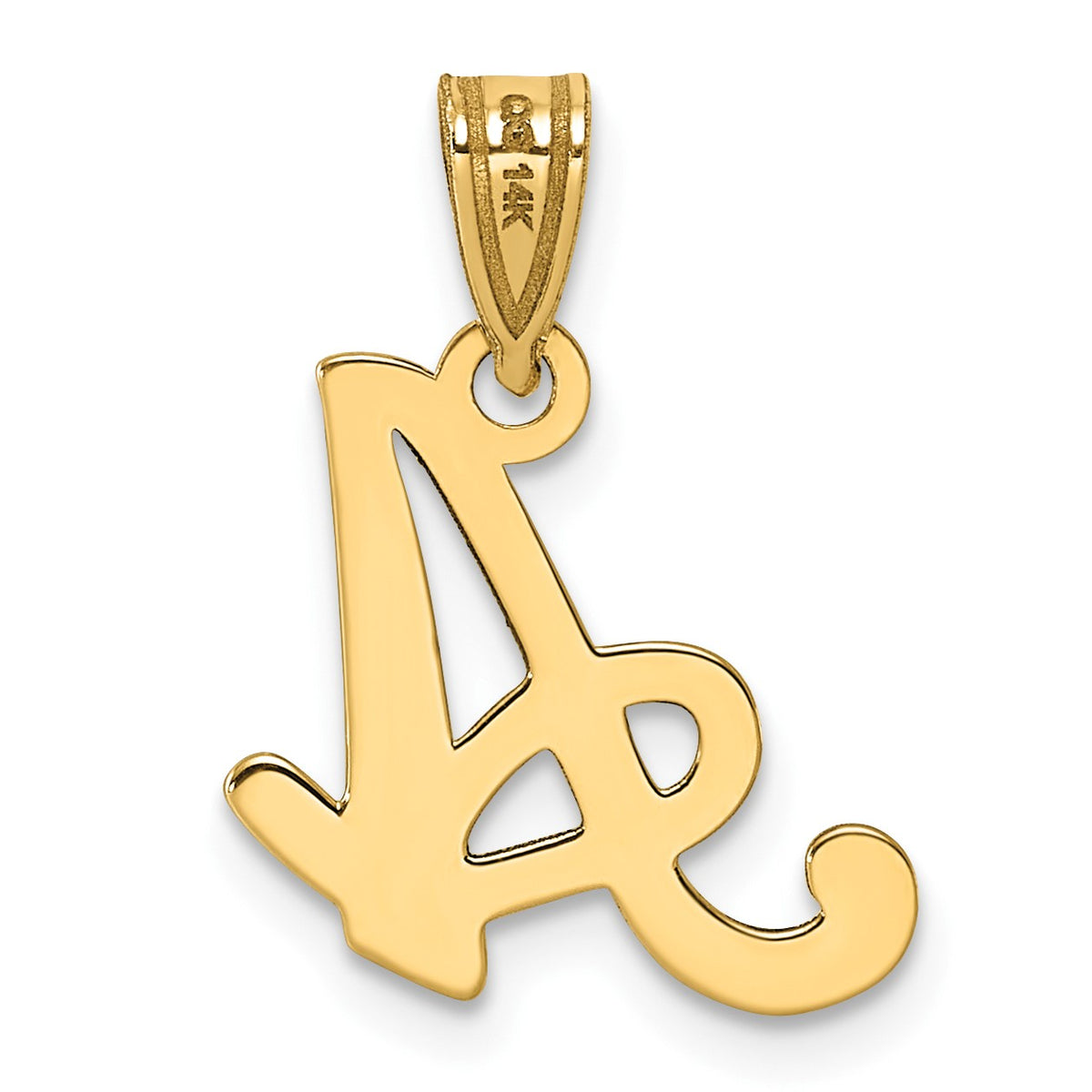 14KY Script Letter A Initial Pendant