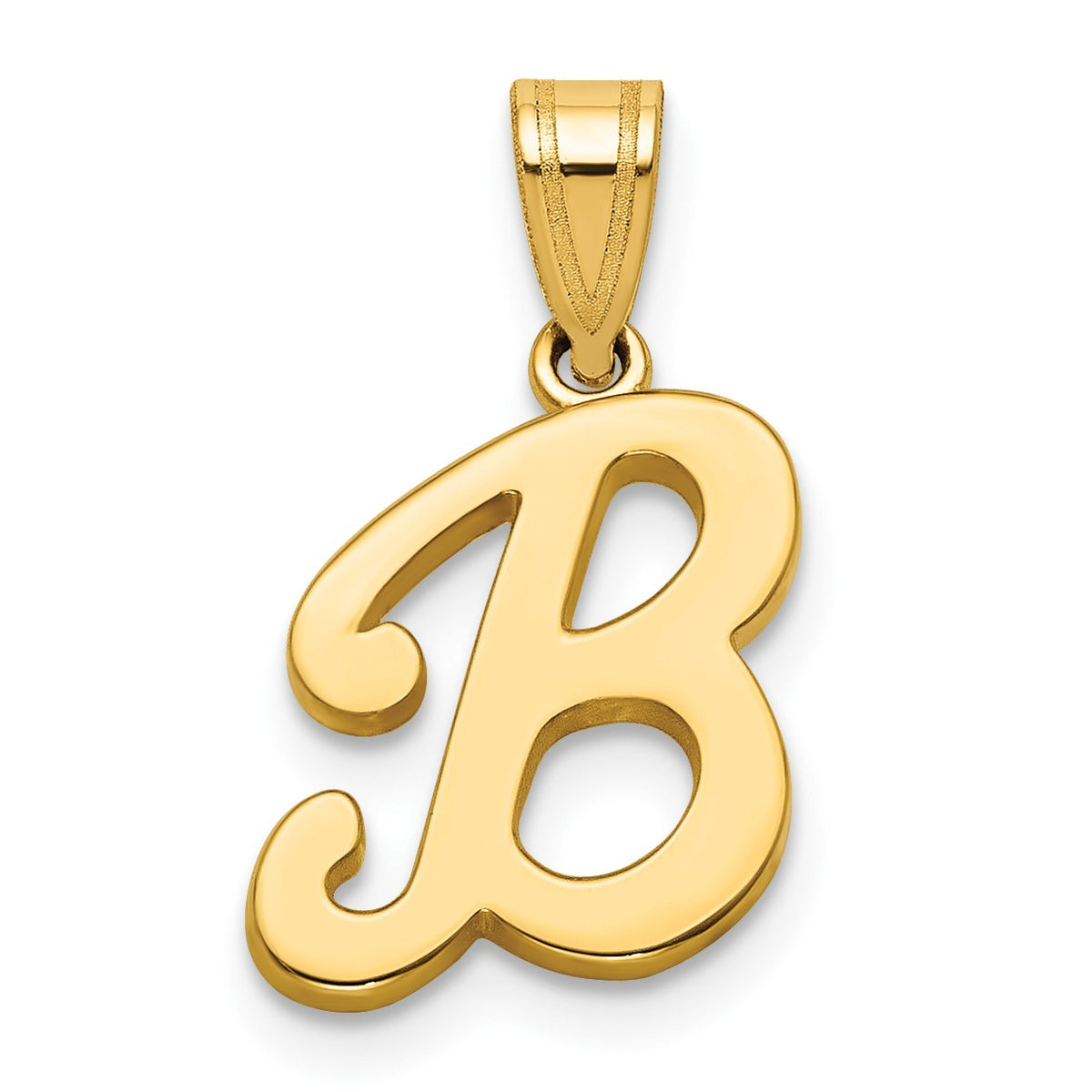 14KY Script Letter B Initial Pendant