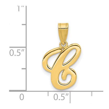 14KY Script Letter C Initial Pendant