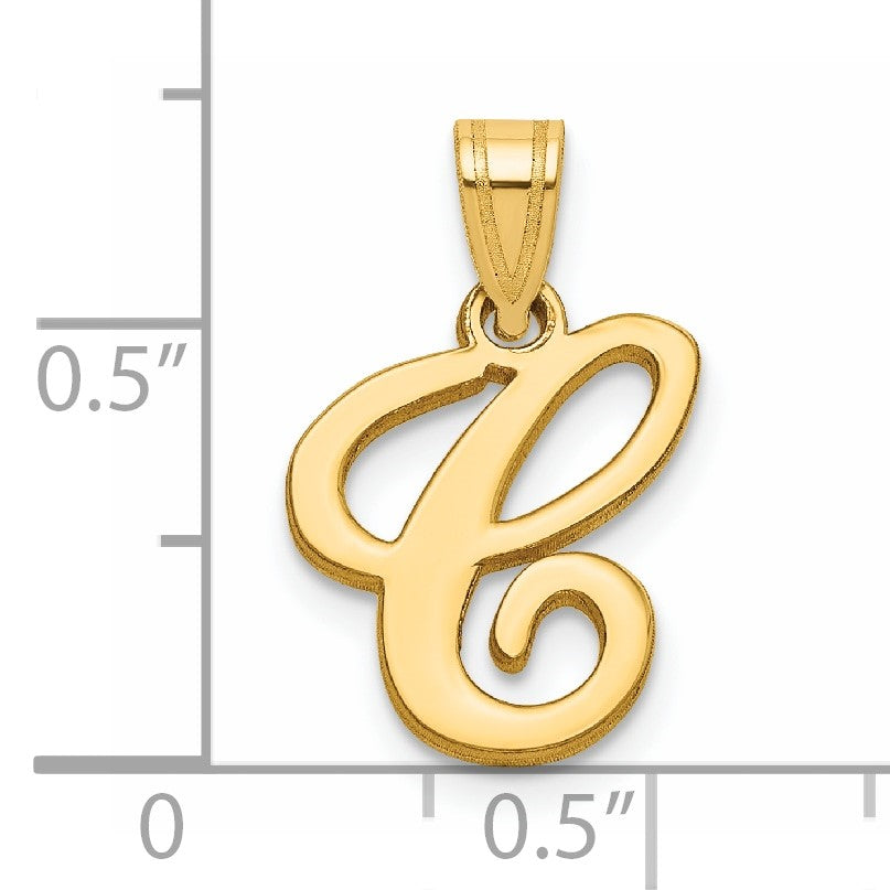 14KY Script Letter C Initial Pendant