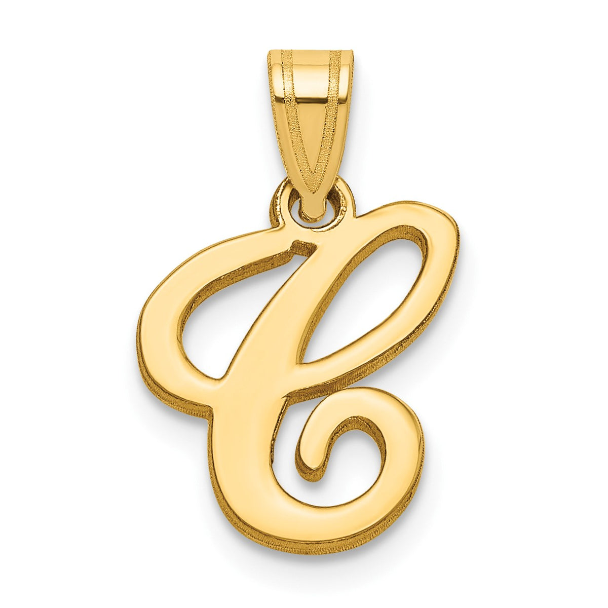 14KY Script Letter C Initial Pendant